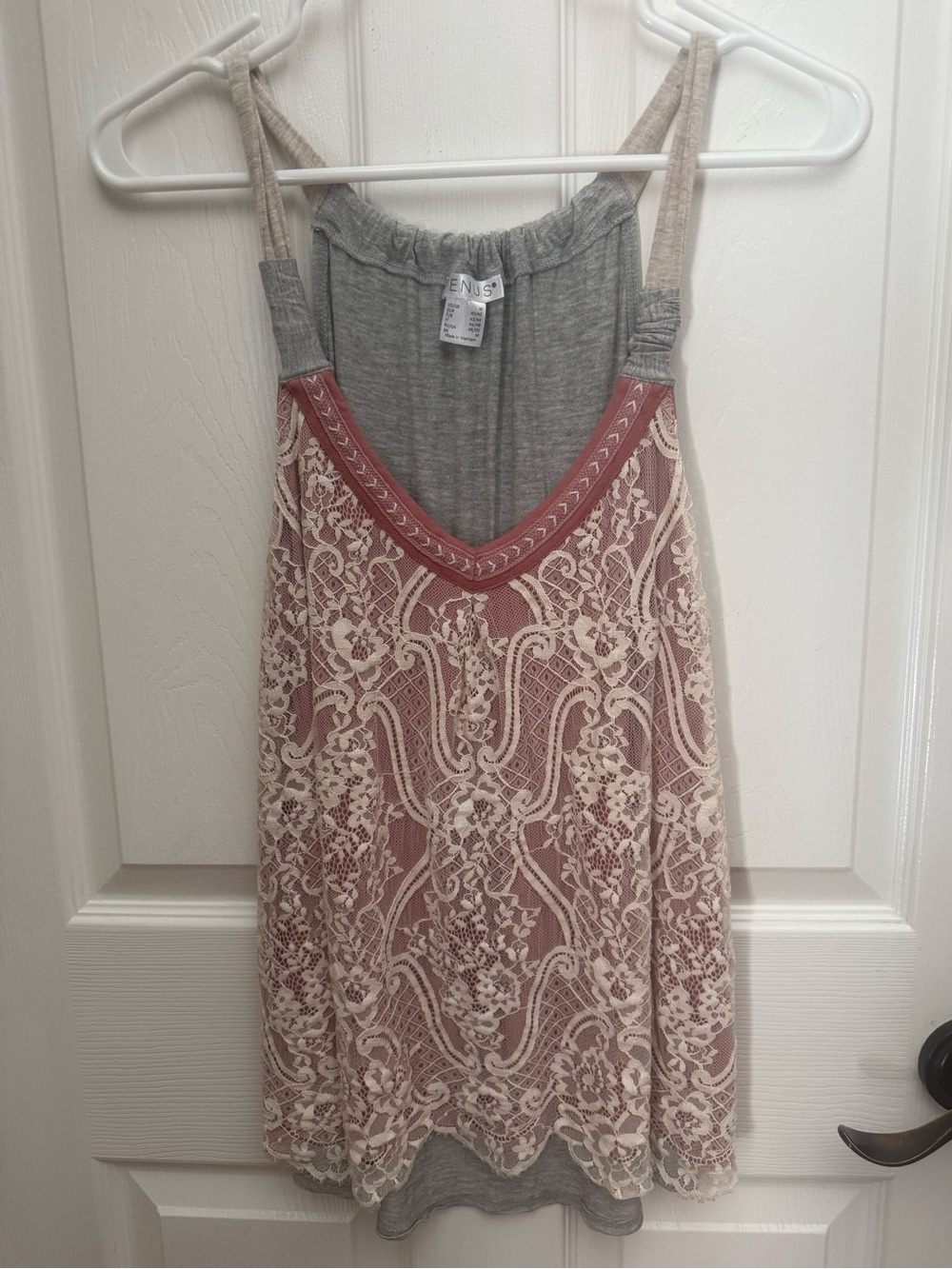 VENUS Dusty Rose Lace Overlay Camisole with Gray Tank NWOT